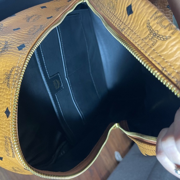 MCM Medium Stark Visetos Studded Logo Cognac Canvas Backpack - Picture 5 of 14